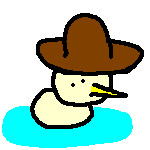 duck with oversized hat. whats he hiding...